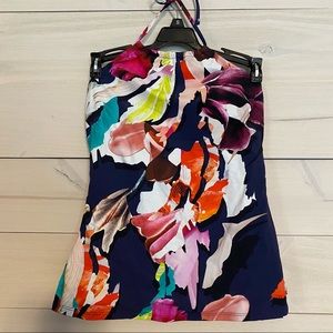 KENNETH COLE tropical high neck halter tankini top sz s